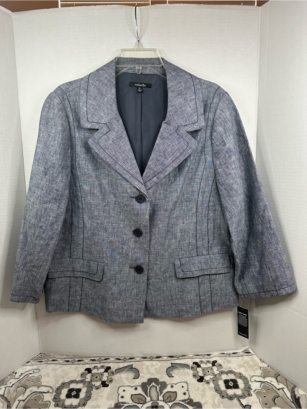 Rafaella Gray-blue Linen Women's Blazer, size 14, NWT